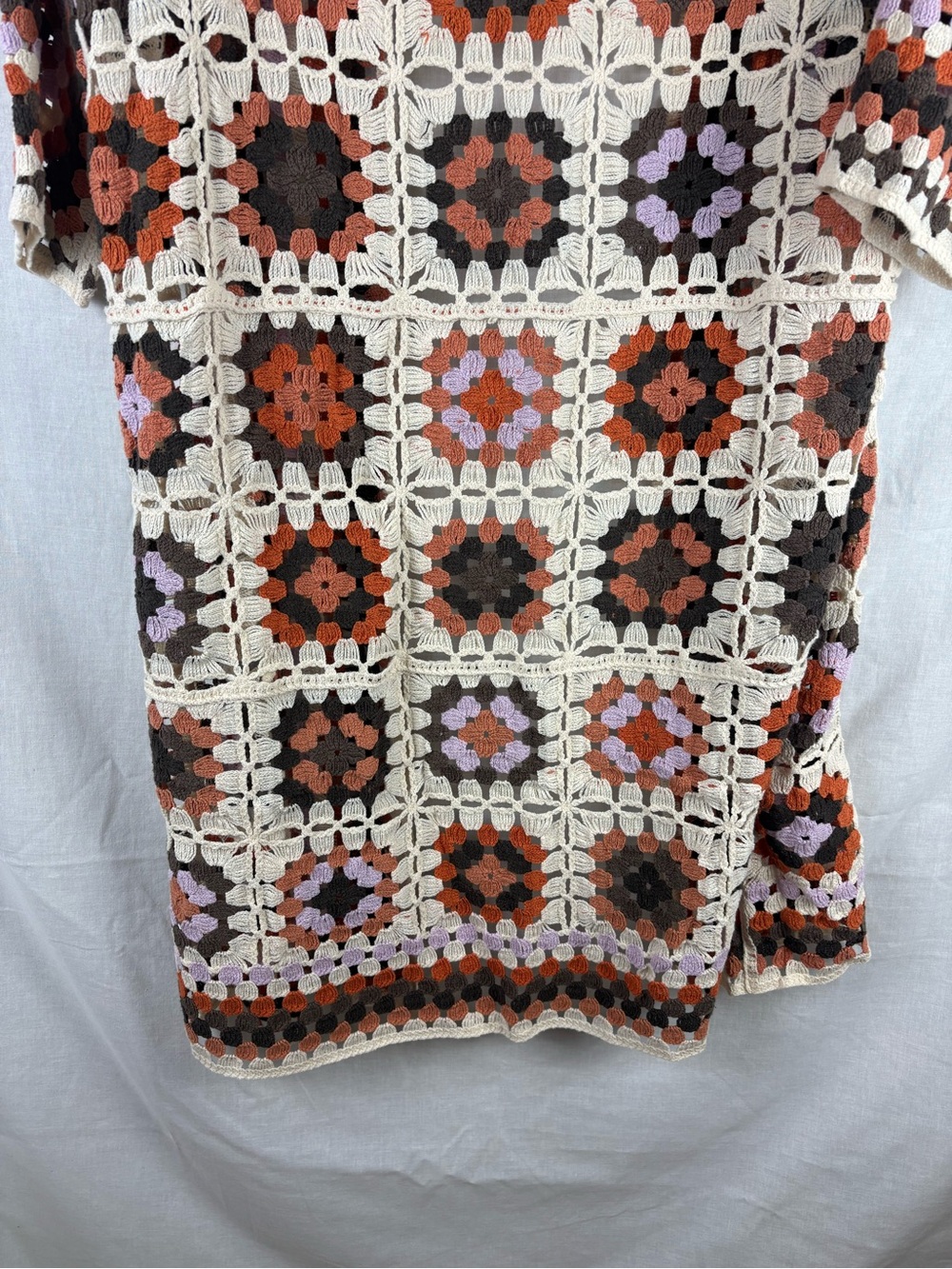 Three Bird Nest Soulful Wanderer Crochet Duster Brown Multi Cardigan - Picture 9 of 9